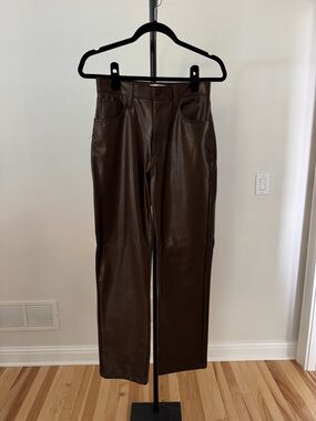 Abercrombie & Fitch | Brown Faux Leather Straight-Leg Pants